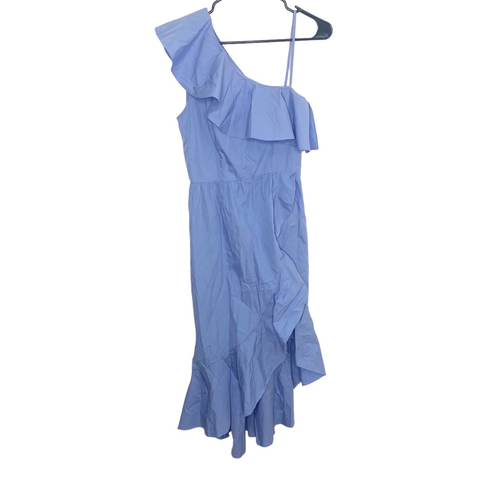 Sandro Ruffled One Shoulder Sky Blue Lover Dress party flirty lightweight cotton - Picture 2 of 8